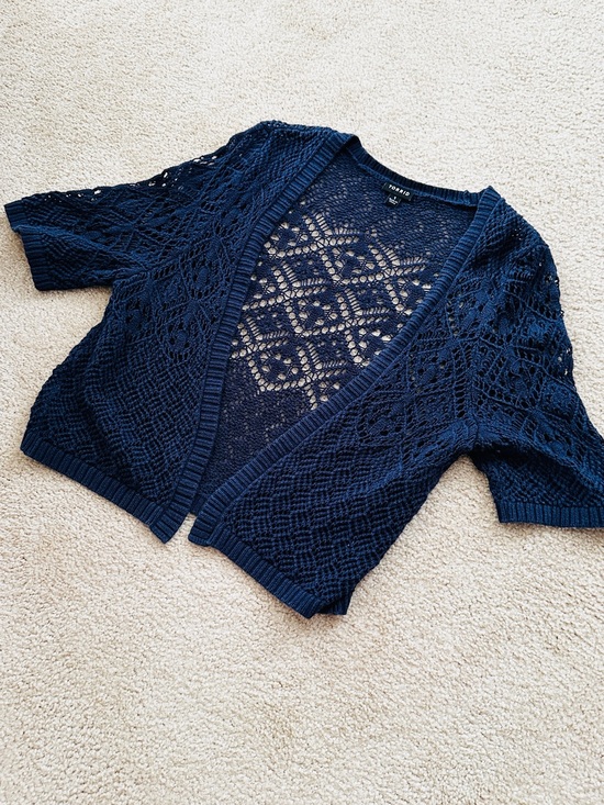 torrid Sweaters - torrid Navy Openwork Cropped Cardigan
